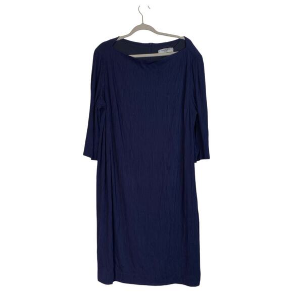 NWT MM LAFLEUR Oak Dress Aegean Blue Navy Crinkle Plus Size 20 New Office - Picture 2 of 11